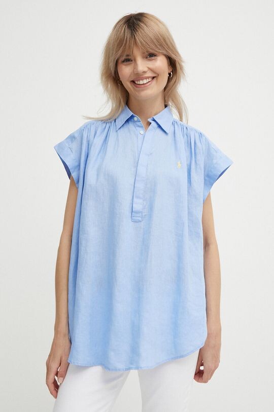 

Льняная блузка Polo Ralph Lauren, синий
