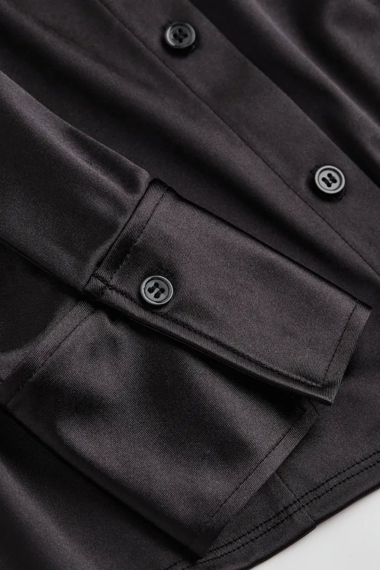 

Атласная рубашка H&M, черный