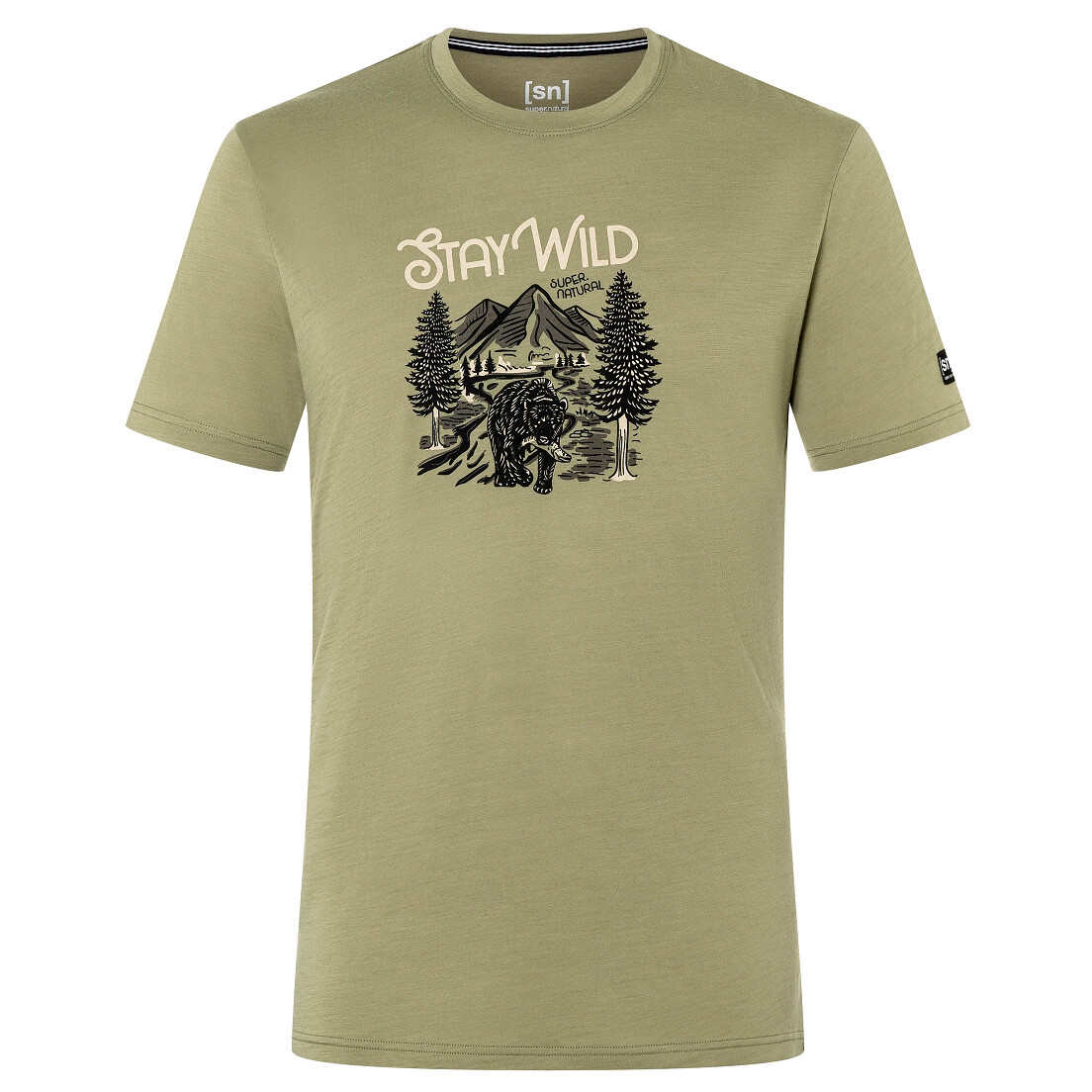 

Рубашка из мериноса Super Natural Better A Fish Than Me Tee, цвет Aloe/Black Ink/Semolina