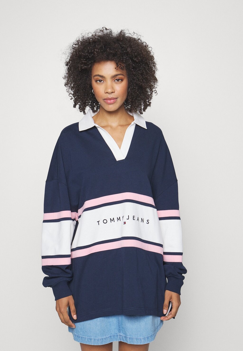 Топ с длинными рукавами Tommy Jeans COLORBLOCK RUGBY, тёмно-синий