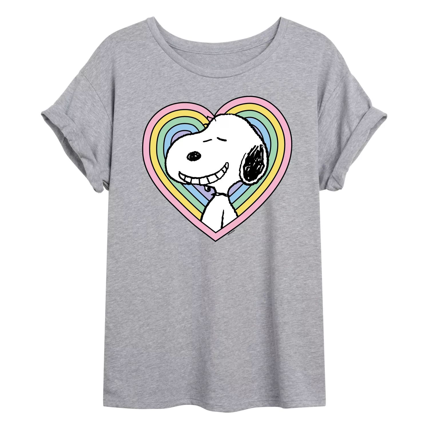 цена Детская футболка Peanuts Snoopy Heart с струящимся рисунком и рисунком Licensed Character