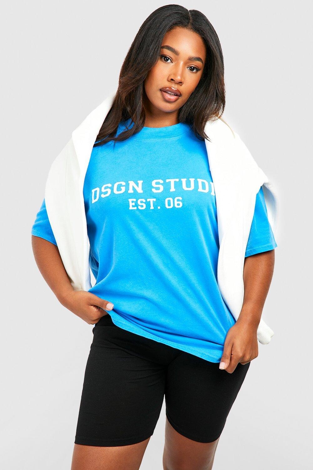 

Футболка оверсайз plus bright dsgn studio Boohoo, кобальтовый