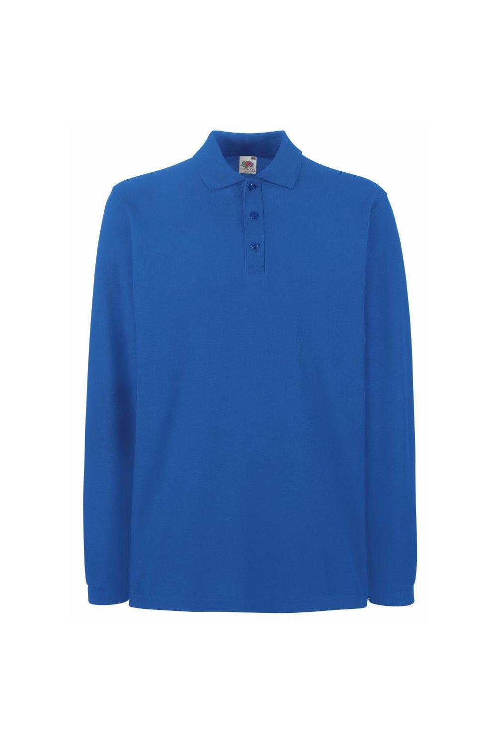 Рубашка поло премиум-класса с длинными рукавами , синий Fruit of the Loom