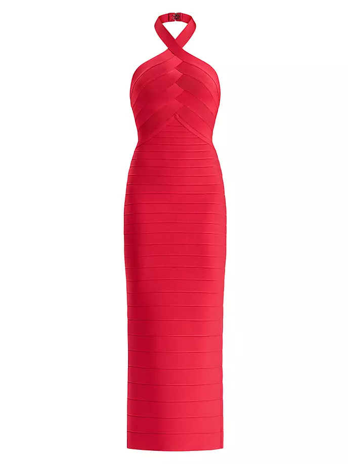 Бандажное платье Icon с бретелькой на шее Hervé Léger, красный