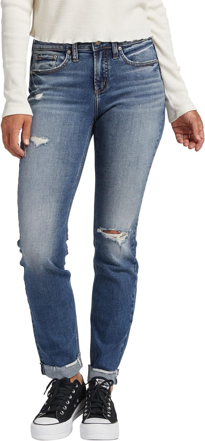 

Джинсы Suki Mid-Rise Slim Straight Leg Jeans L93455ECF311 Silver Jeans Co., цвет Indigo