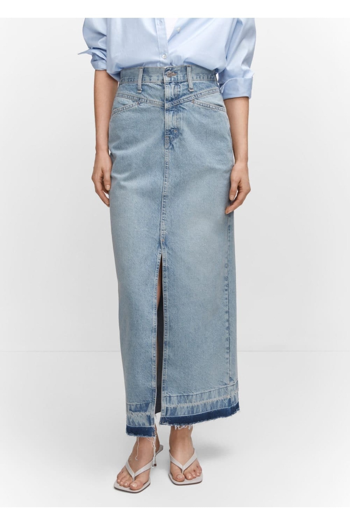 Длинная джинсовая юбка Mango, синий