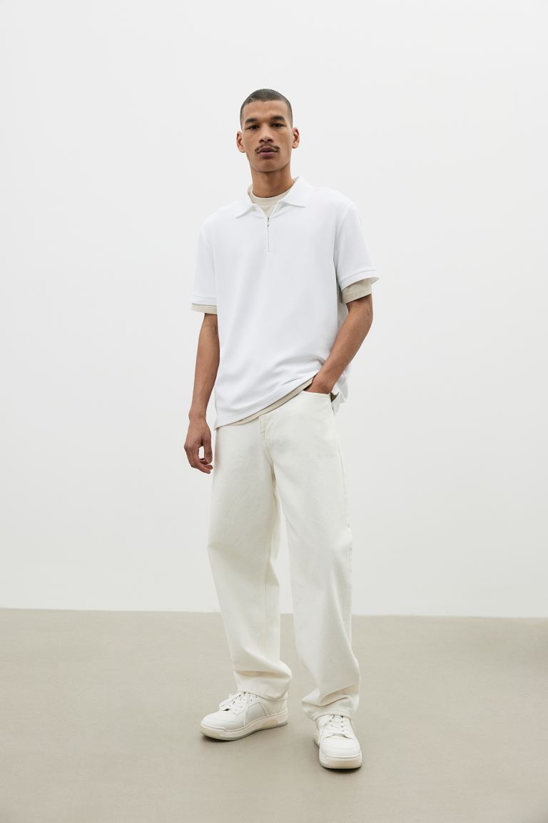 цена Рубашка-Поло на молнии приталенного кроя H&M, белый