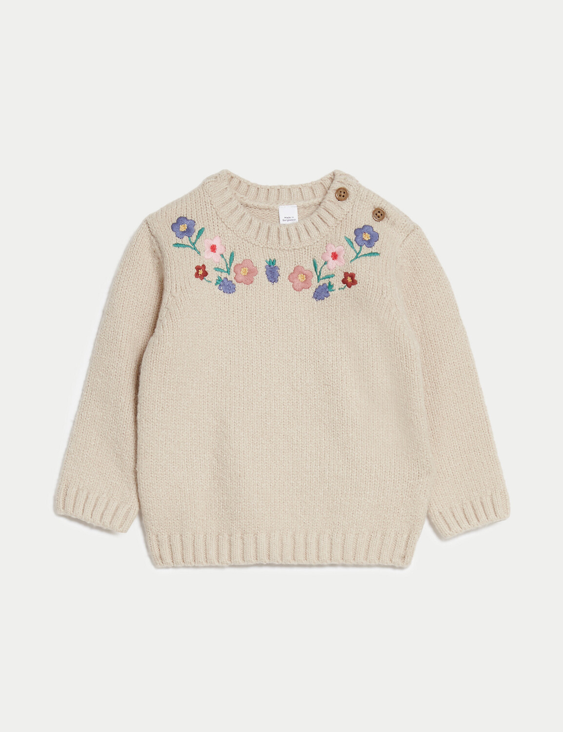 

Хлопковый вязаный джемпер с цветочным принтом (0–3 года) Marks & Spencer