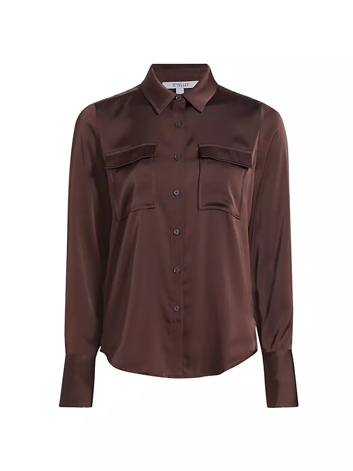 Блуза с нагрудным карманом Lorena Derek Lam 10 Crosby, шоколад блуза с карманом инга