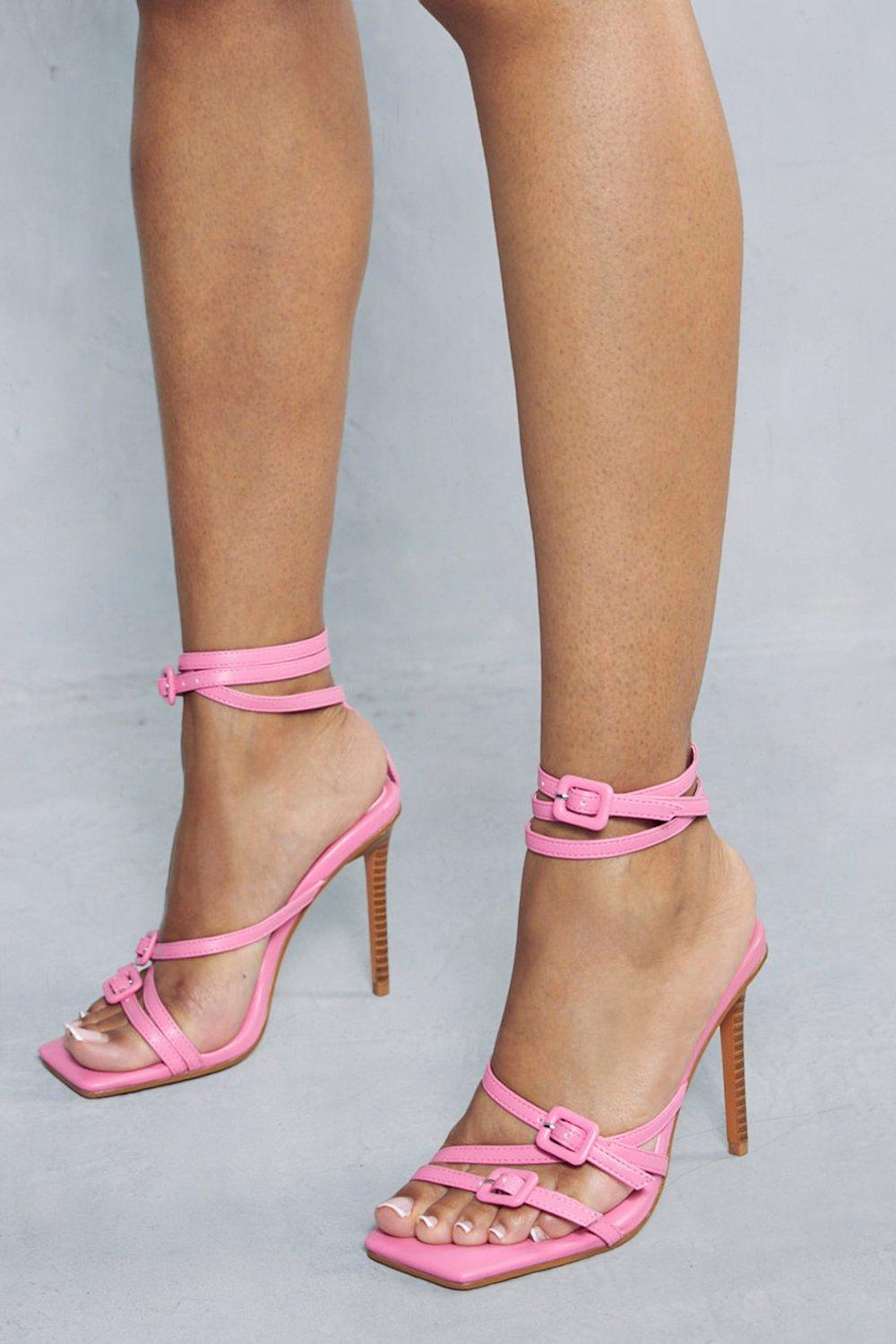 Мягкие кожаные туфли на каблуке с пряжкой MISSPAP, розовый
