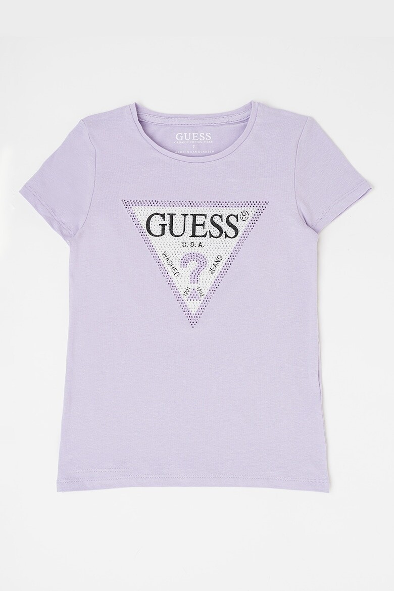 

Футболка с логотипом и декоративными камнями Guess, сиреневый