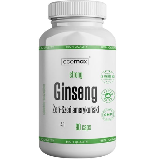 Ecomax, American Ginseng Strong 4:1 500 мг 90 капсул