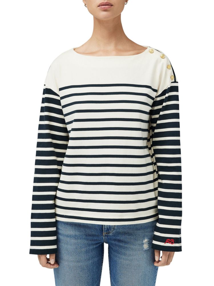 

Полосатый топ Bardot Rag & Bone, цвет Ivory Stripe