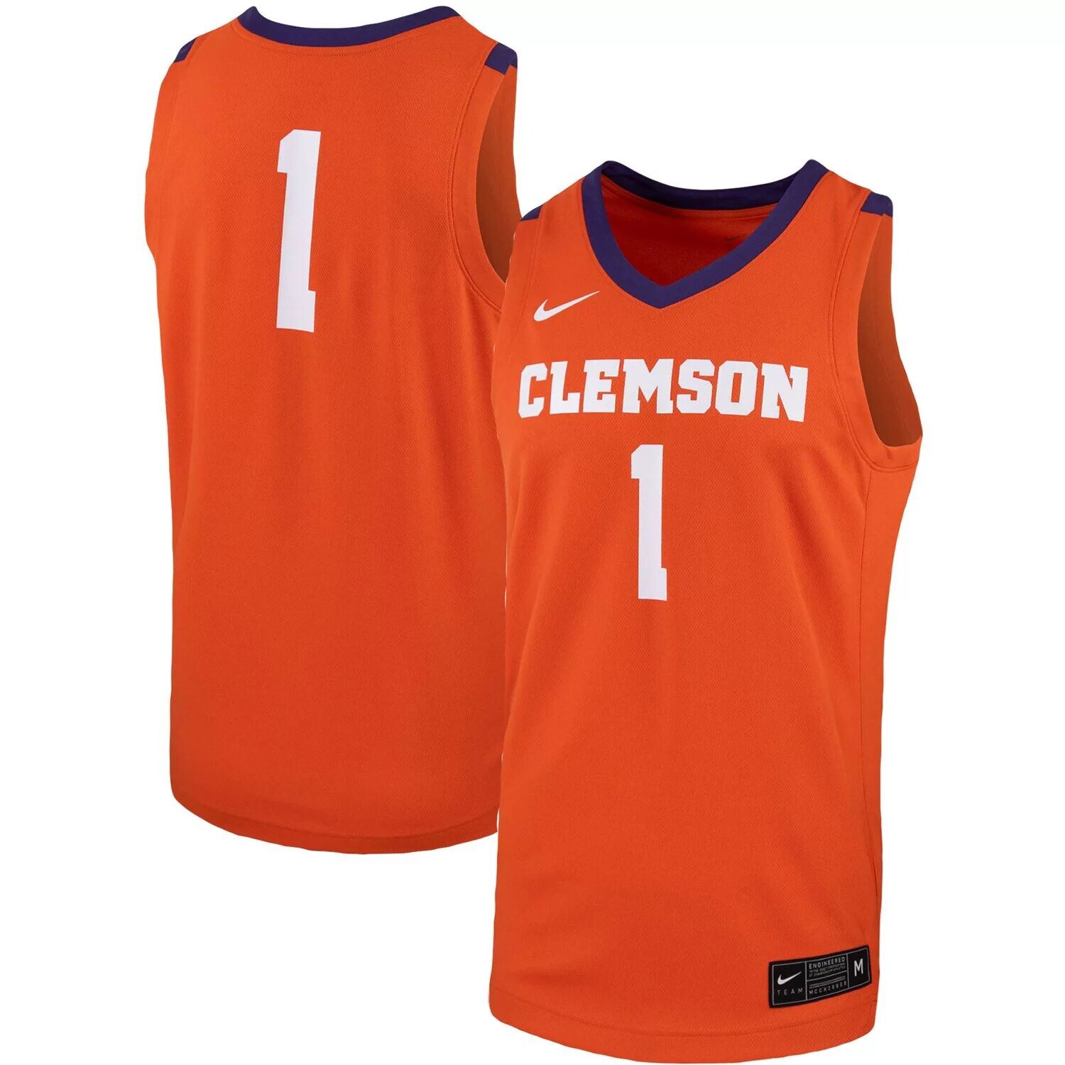 

Мужская баскетбольная майка Nike #1 оранжевого цвета Clemson Tigers Team Replica