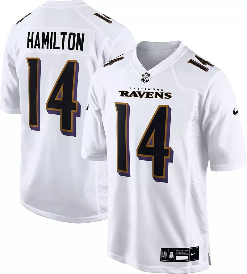 Мужская белая игровая майка Nike Baltimore Ravens Kyle Hamilton #14