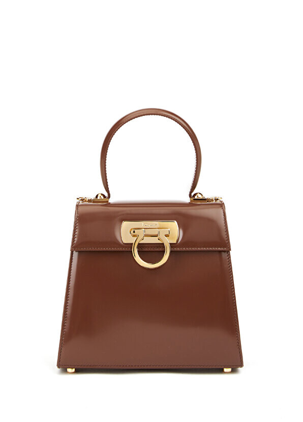 

Коричневая женская кожаная сумка с логотипом Ferragamo