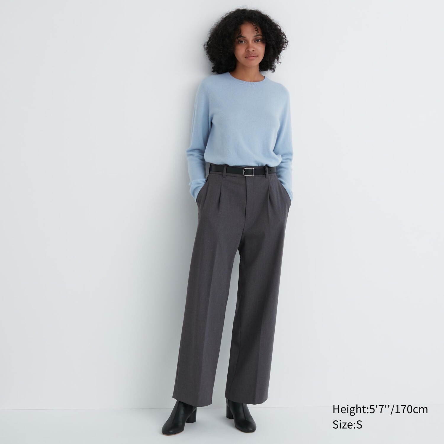 

Широкие брюки с плиссами UNIQLO, серый