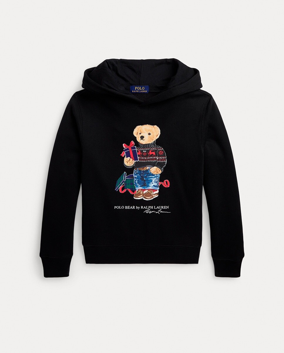

Черная толстовка для мальчика с мишкой-поло Polo Ralph Lauren, черный