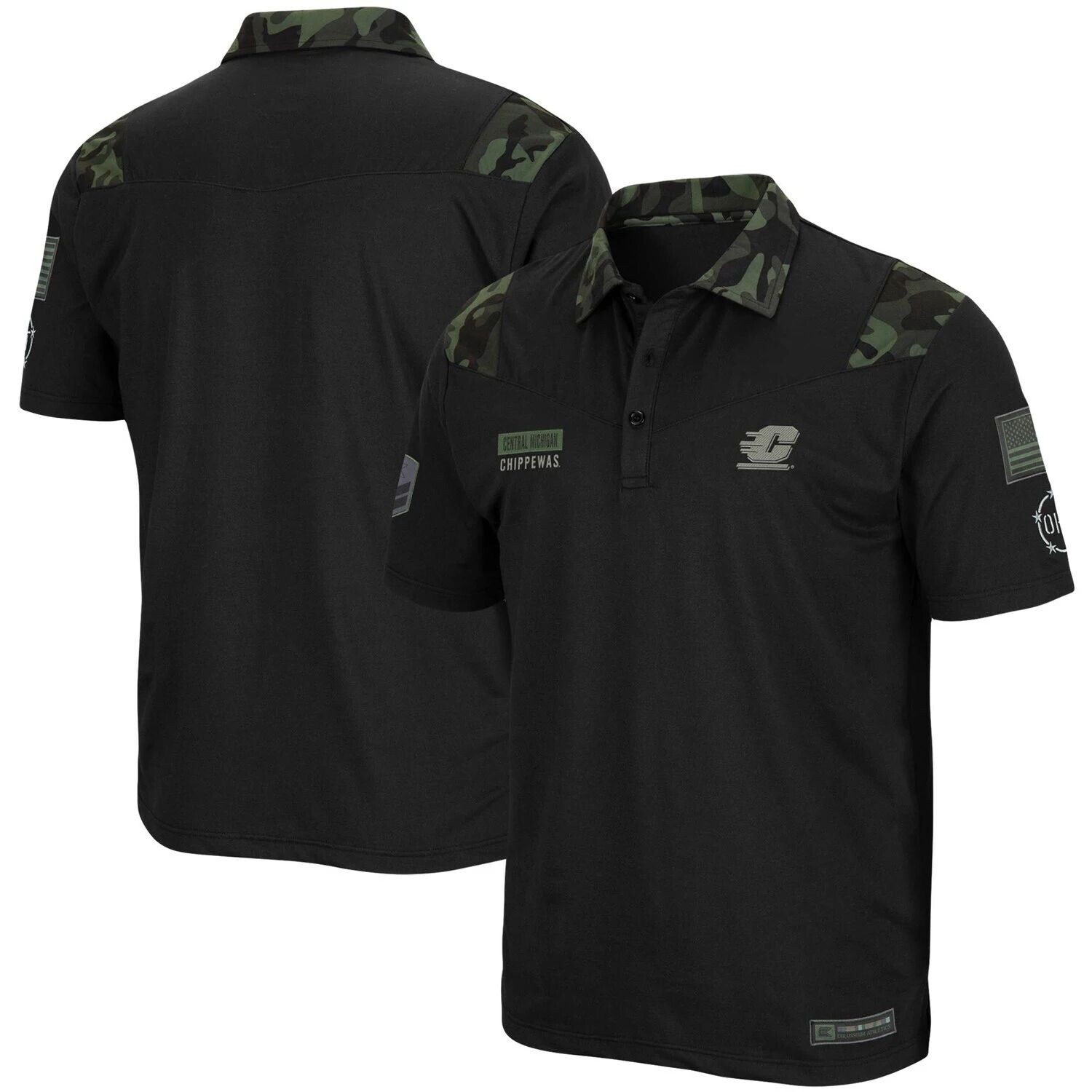 

Мужская черная футболка Central Michigan Chippewas OHT Military Appreciation Sierra Polo Colosseum