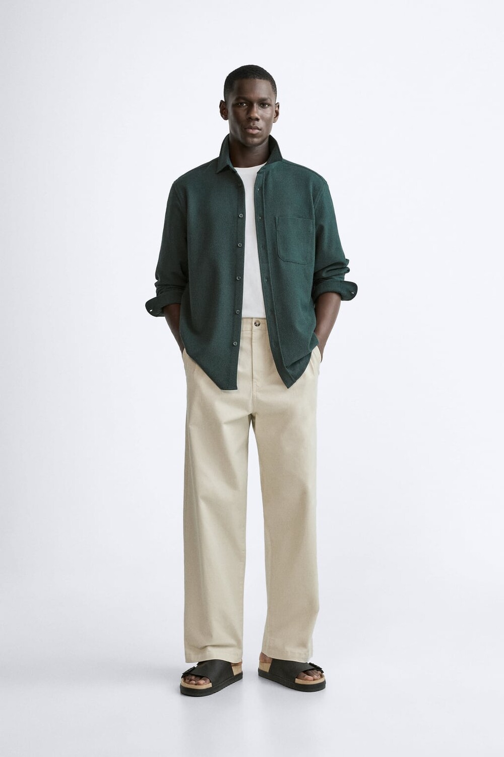 

Фактурная рубашка ZARA, зеленый