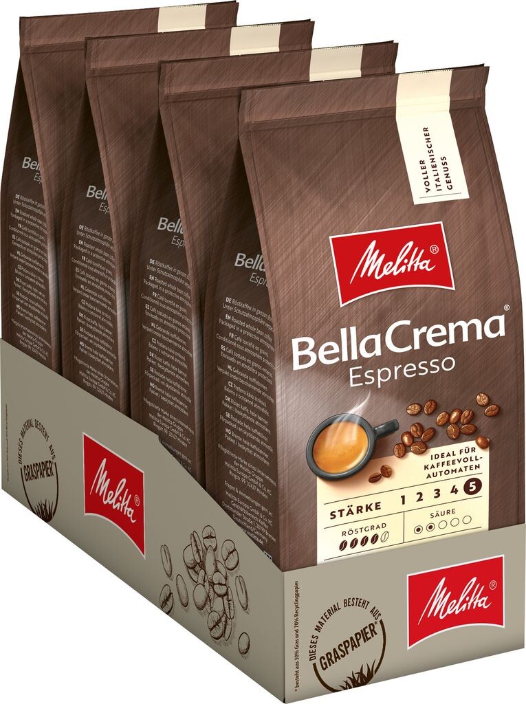 

Кофе MELITTA в зернах BellaCrema Espresso 4 x 1000 г крепкий и пряный