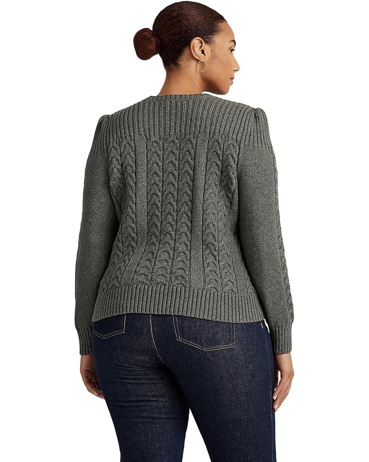 

Свитер LAUREN Ralph Lauren Plus Size Cable-Knit Puff Sleeve Sweater, цвет Modern Grey Heather