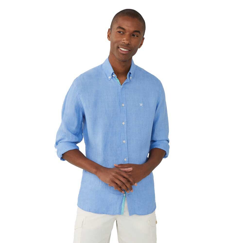

Рубашка с длинным рукавом Hackett Linen Herringbone, синий