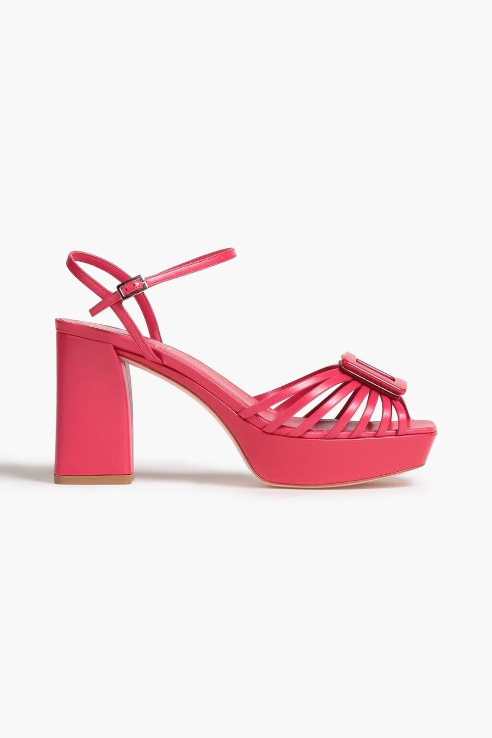 

Кожаные босоножки на платформе с пряжками Roger Vivier, коралл