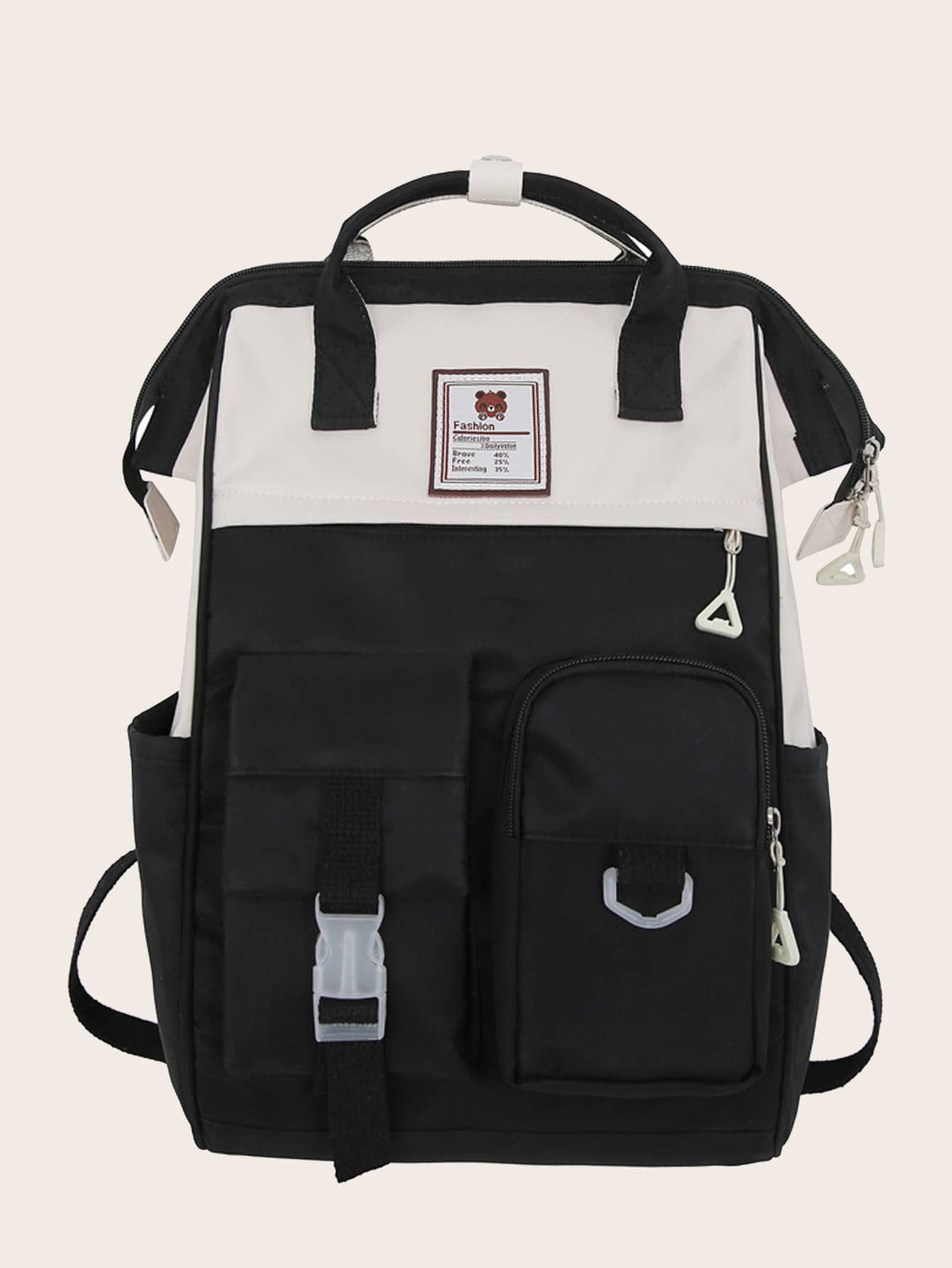 Женский винтажный однотонный функциональный рюкзак, черное и белое