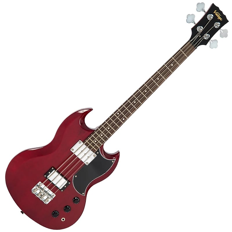 Басс гитара Vintage Bass VS4CR Dbl Cutaway, like VS6,1-MMHB, 1-HB PUP, Cherry Red