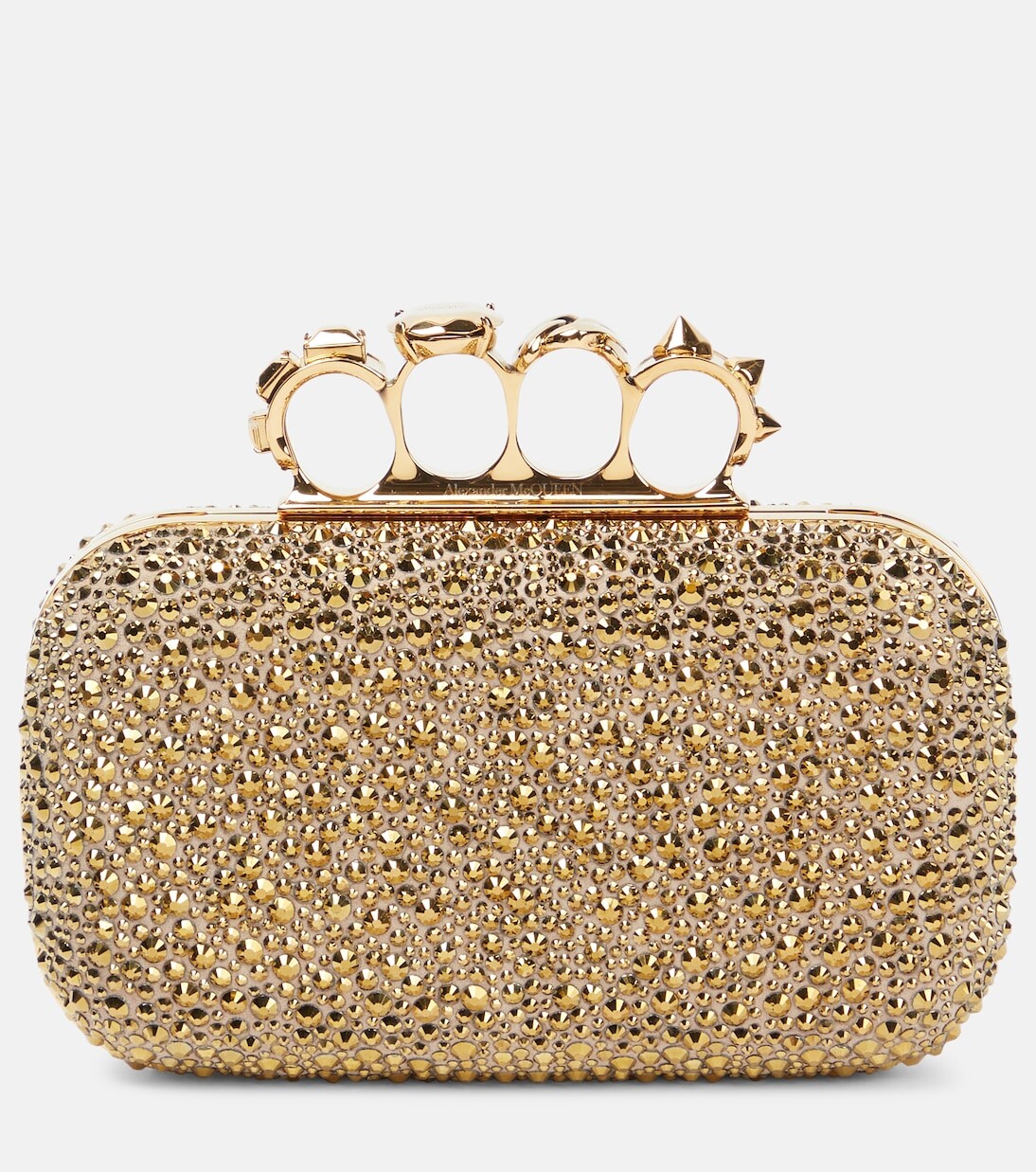

Кожаный клатч с декором Alexander Mcqueen, золото