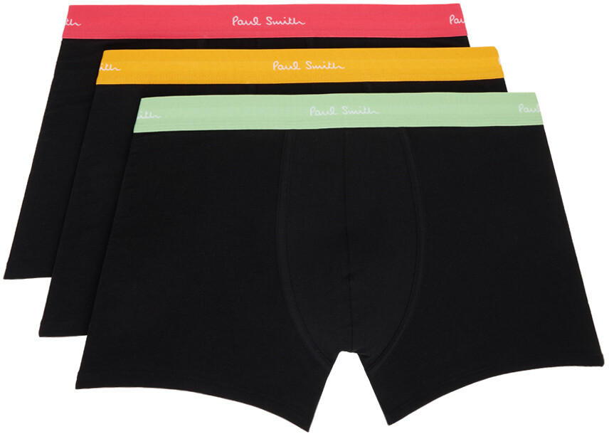 

Комплект из трех черных боксеров с контрастным поясом Paul Smith