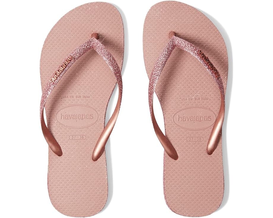 Сандалии Havaianas Slim Sparkle II Flip Flop Sandal, цвет Crocus Rose/Golden Blush сандалии havaianas you malta metallic flip flop sandal цвет crocus rose