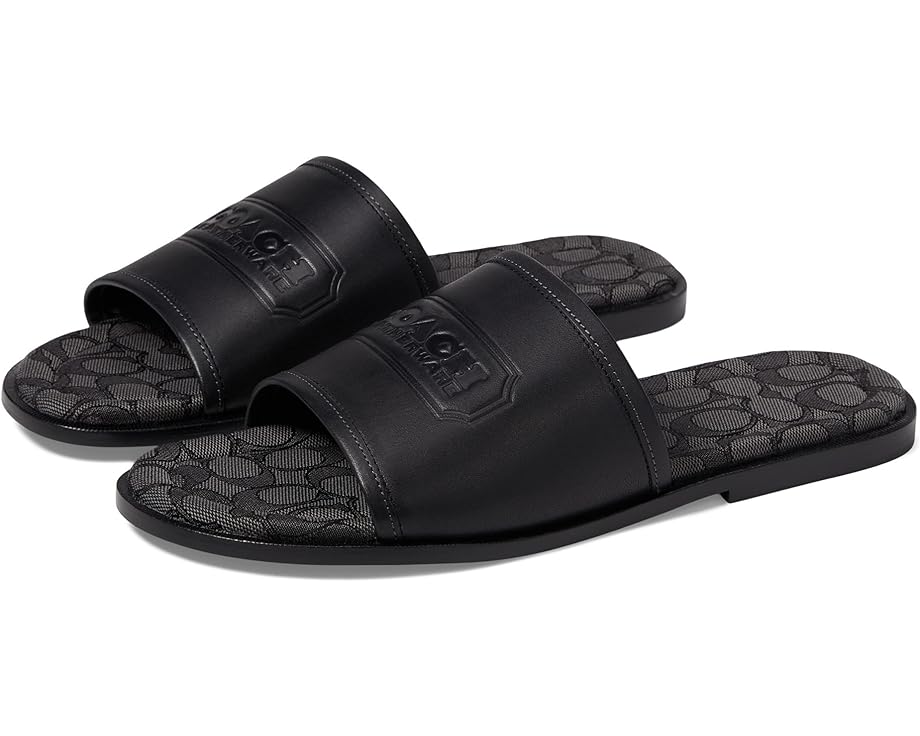 цена Сандалии COACH Logo Leather Sandal, черный