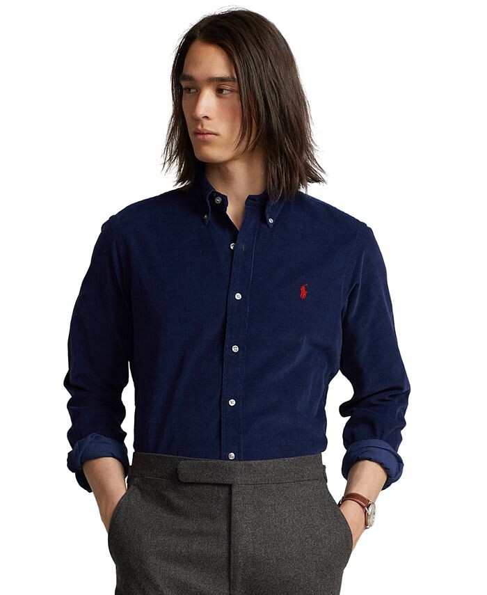 

Мужская вельветовая рубашка классического кроя Polo Ralph Lauren, синий