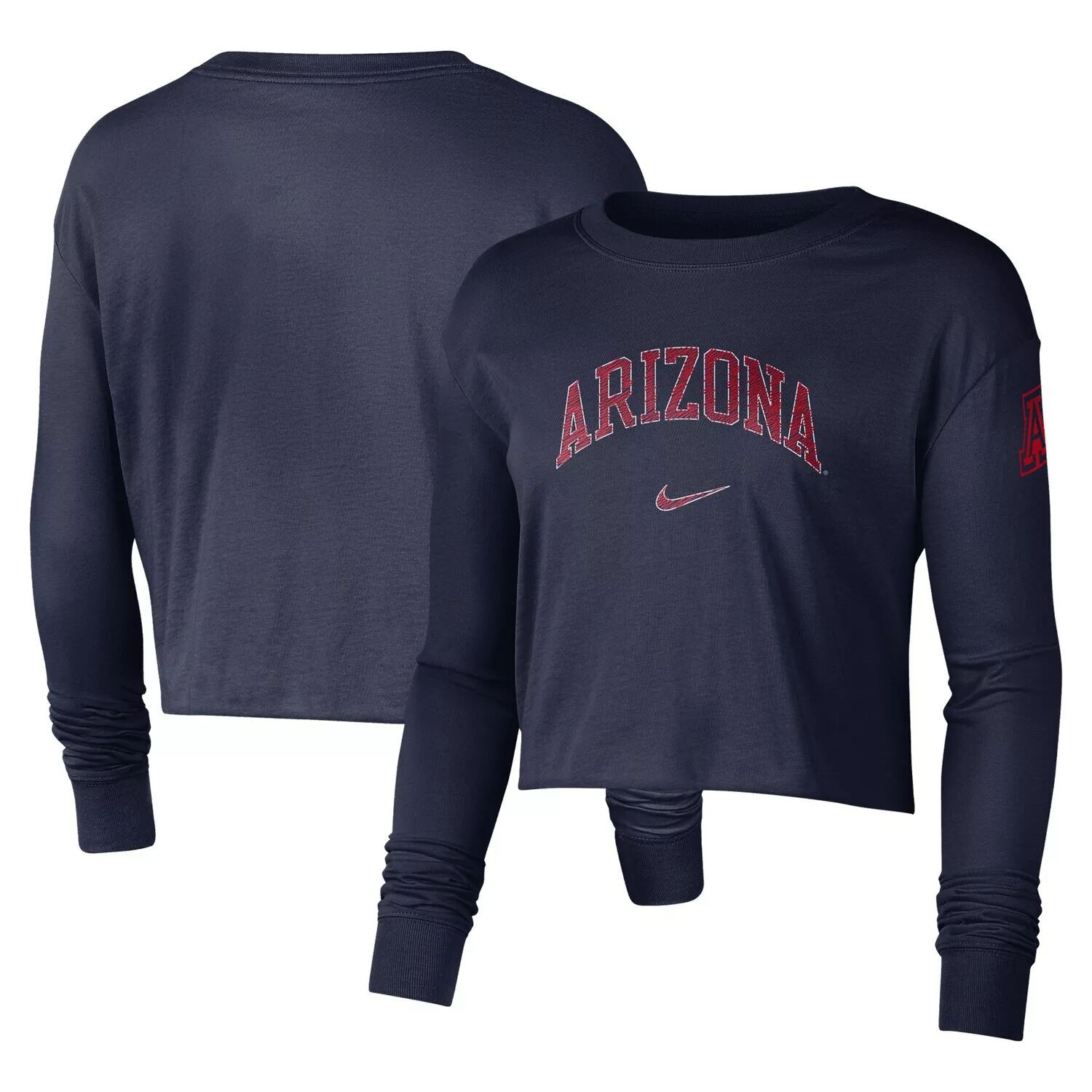 

Женская темно-синяя укороченная футболка с логотипом Nike Arizona Wildcats 2-Hit Nike, Синий