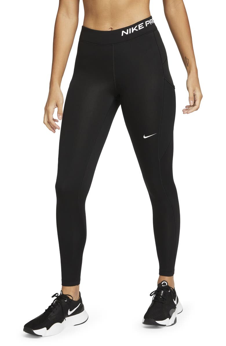 

Леггинсы Pro Therma-FIT со средней посадкой и карманами NIKE, черно-белый