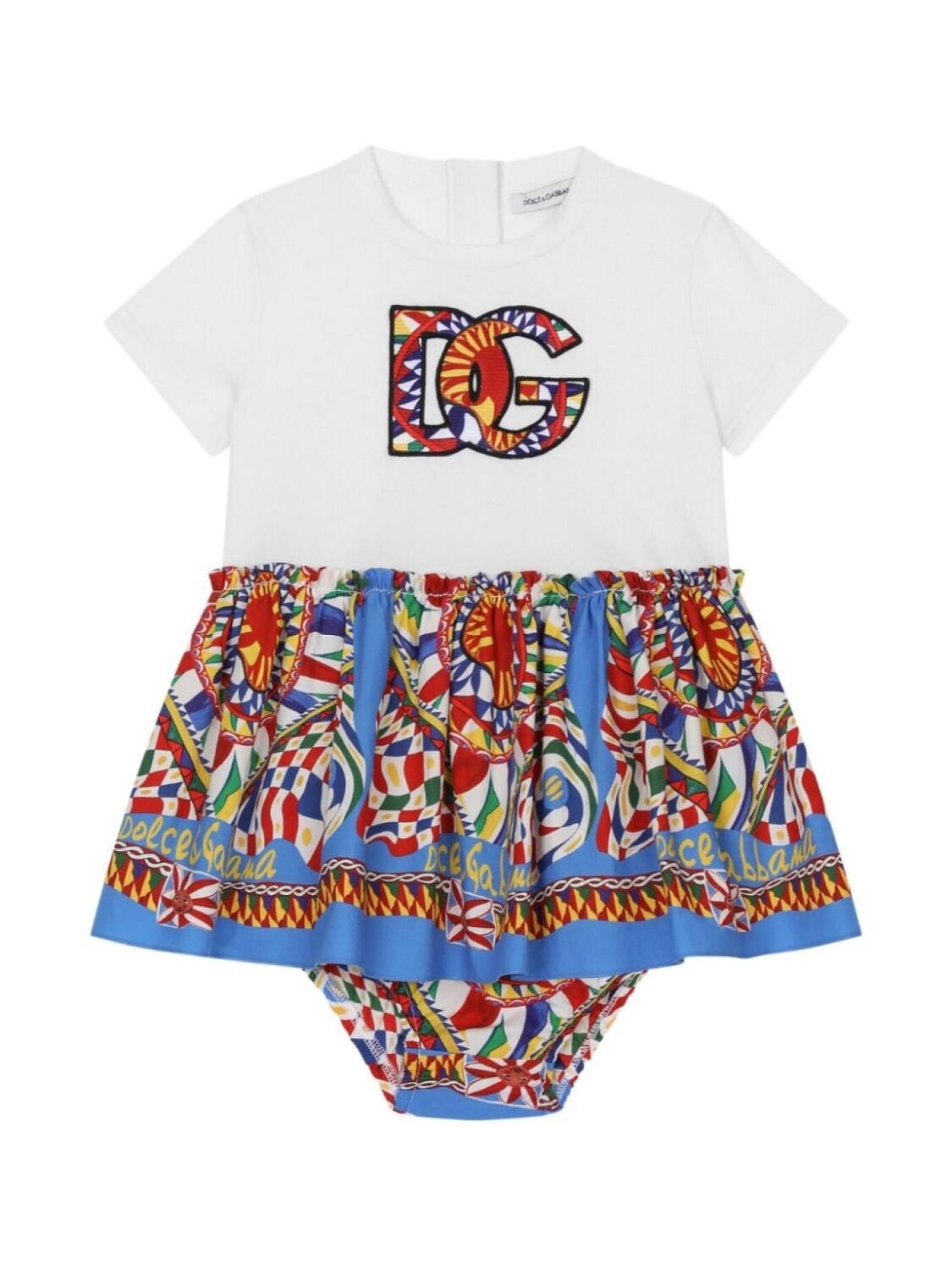 

Dolce & Gabbana Kids комплект из платья и блумеров с нашивкой-логотипом, белый