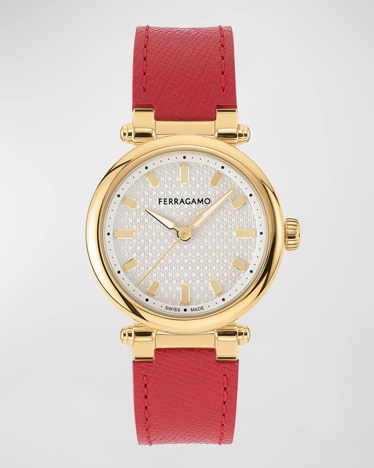 

Часы Ferragamo Softy, 30 мм, с ремешком из телячьей кожи, красные, цвет Yellow Gold