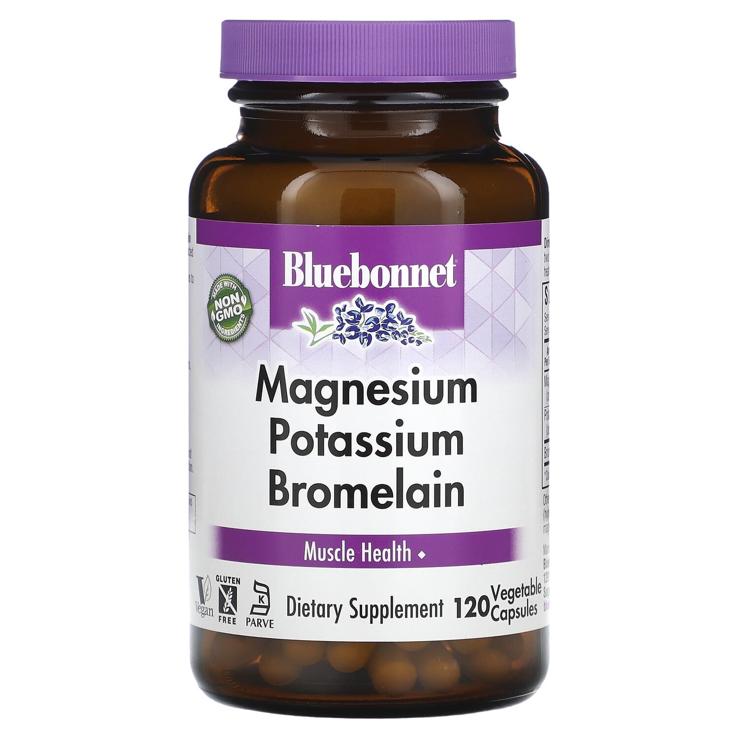 

Магний и калий бромелаин, 120 растительных капсул, Bluebonnet Nutrition