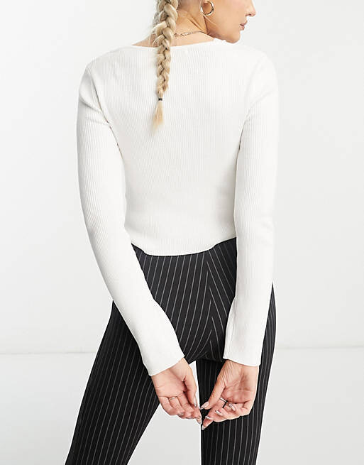 

Топ с вырезами Stradivarius цвета экрю