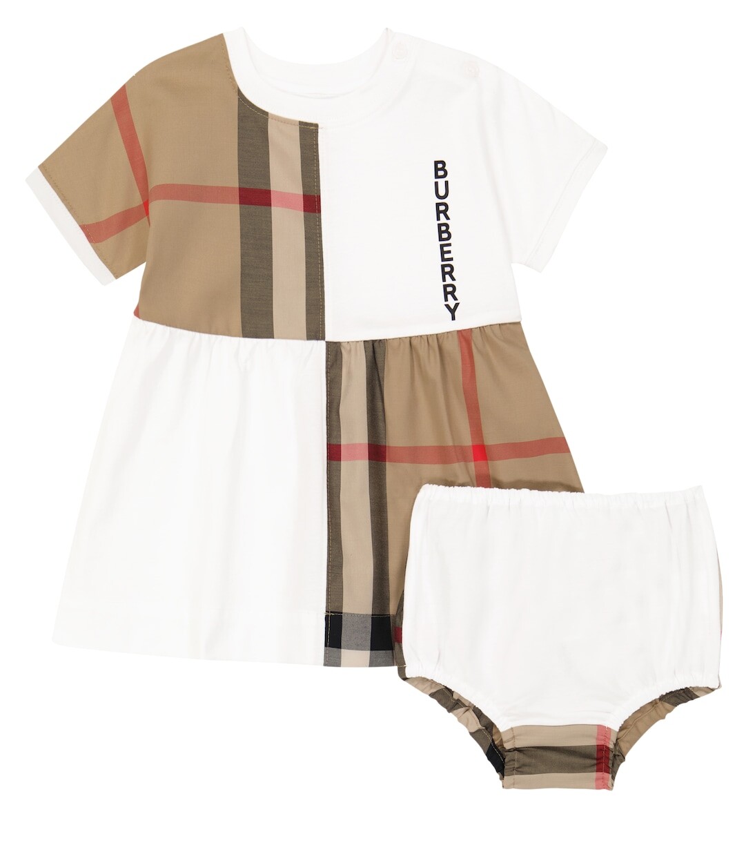 цена Комплект из платья и шароваров в клетку baby vintage check Burberry, белый