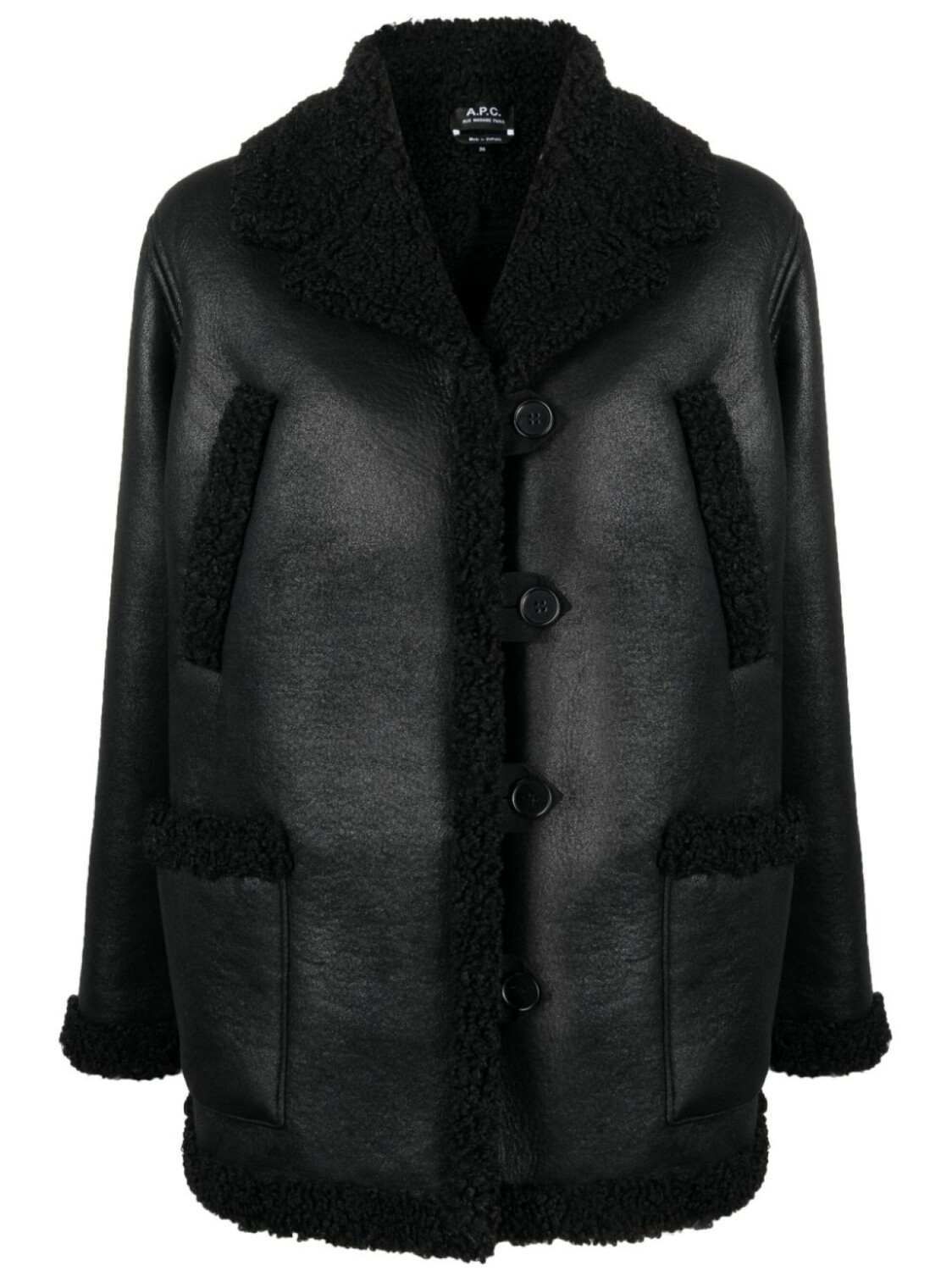 

A.P.C. куртка из искусственной кожи с отделкой из шерпы, черный
