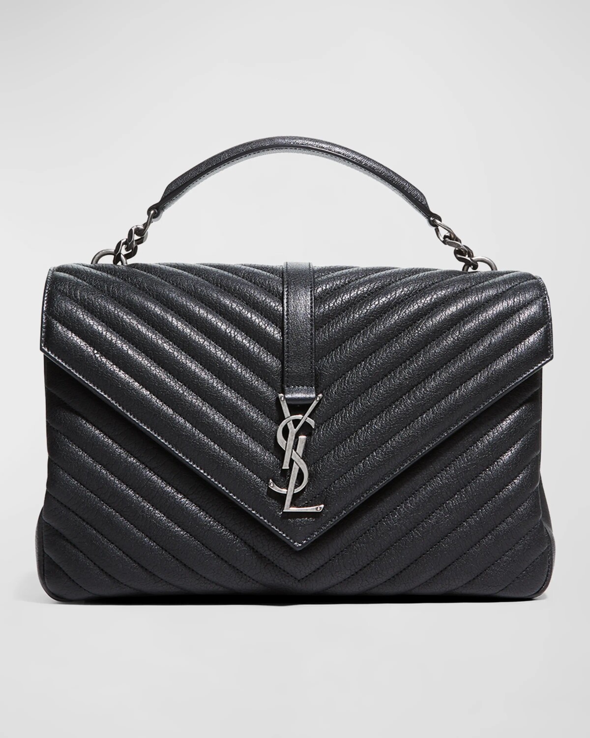

Сумка через плечо College с большим клапаном YSL из стеганой кожи Saint Laurent, цвет Black
