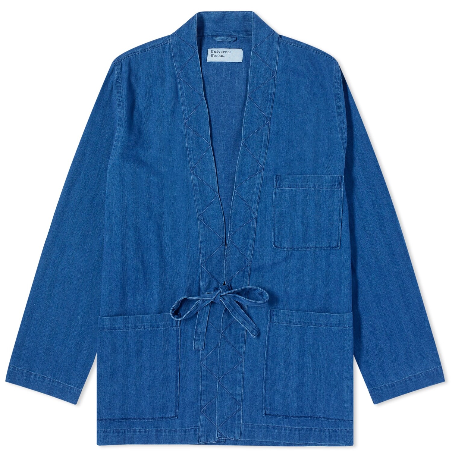 

Куртка Universal Works Herringbone Denim Tie Front, цвет Washed Indigo