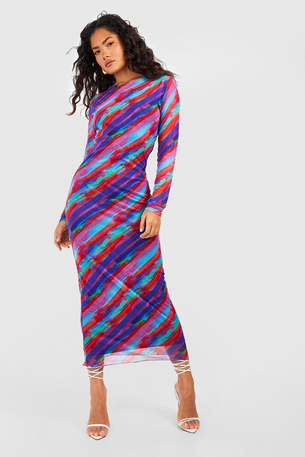 

Платье миди с сеткой ombre Boohoo, кобальтовый