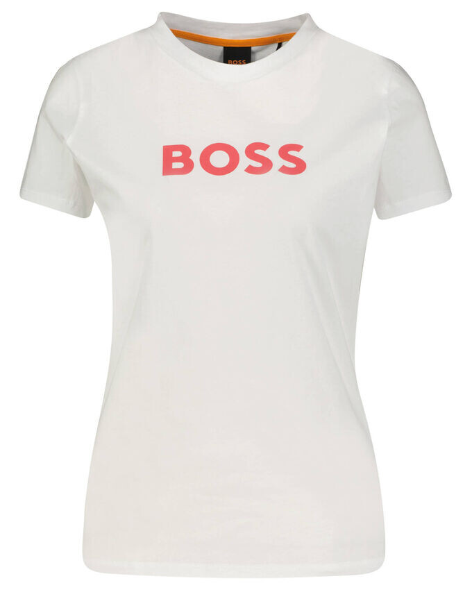 

Логотип на футболке Boss, белый