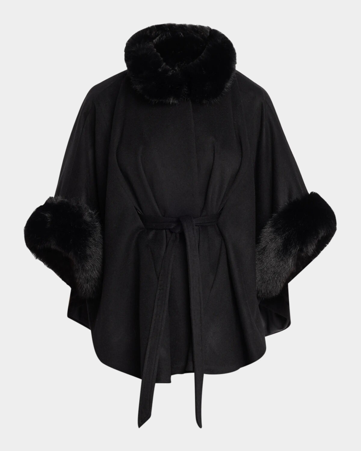 

Кашемировая шаль с отделкой из искусственного меха Sofia Cashmere, цвет Blk