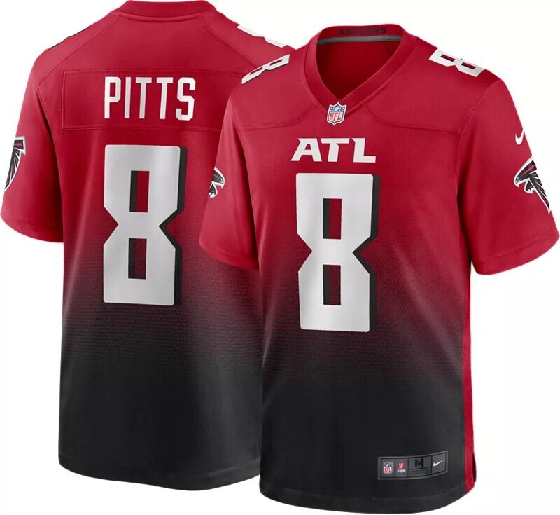 

Мужская футболка Nike Atlanta Falcons Kyle Pitts #8 альтернативного красного игрового цвета