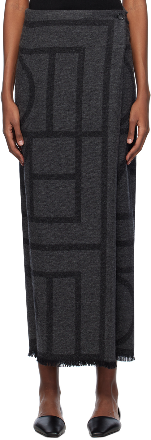 Серая зимняя юбка-макси Toteme юбка макси букле из альпаки и шерсти серый